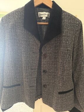 Danny & Nicole Black and Gray Tweed Blazer Jacket